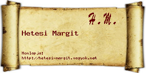 Hetesi Margit névjegykártya